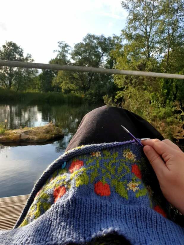 Knitting in Cove Park.