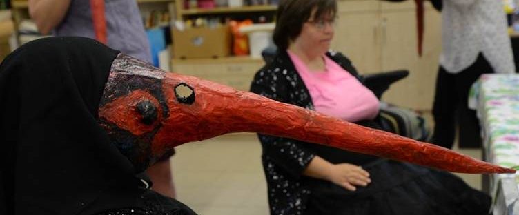 After the Foley work, the black stork became a protagonist of the film and a theatre performed in the village. Credit: Marta Kucza.