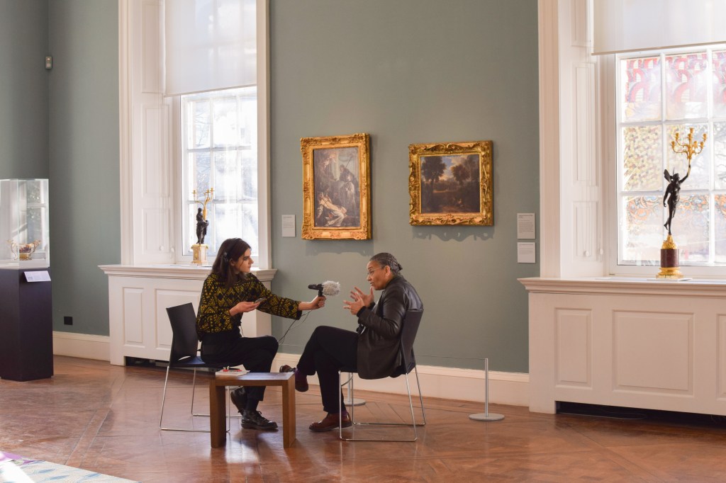 Recording the EMPIRE LINES podcast with Lubaina Himid at the Holburne Museum in Bath (2023).