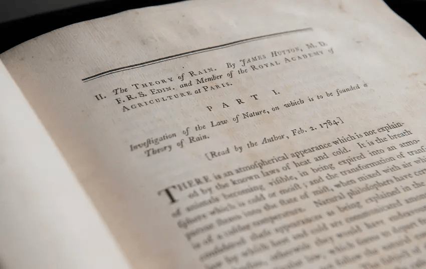 James Hutton's 'Theory of Rain', published in Transactions of the Royal Society of Edinburgh (1788). Credit National Library of Scotland, Edinburgh.